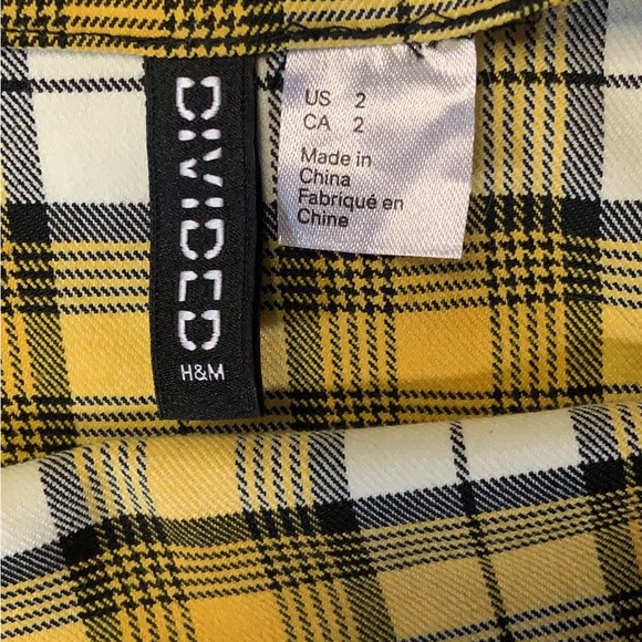 DIVIDED yellow black and white plaid brand new zip up 90s mini dress! - Picture 3 of 3